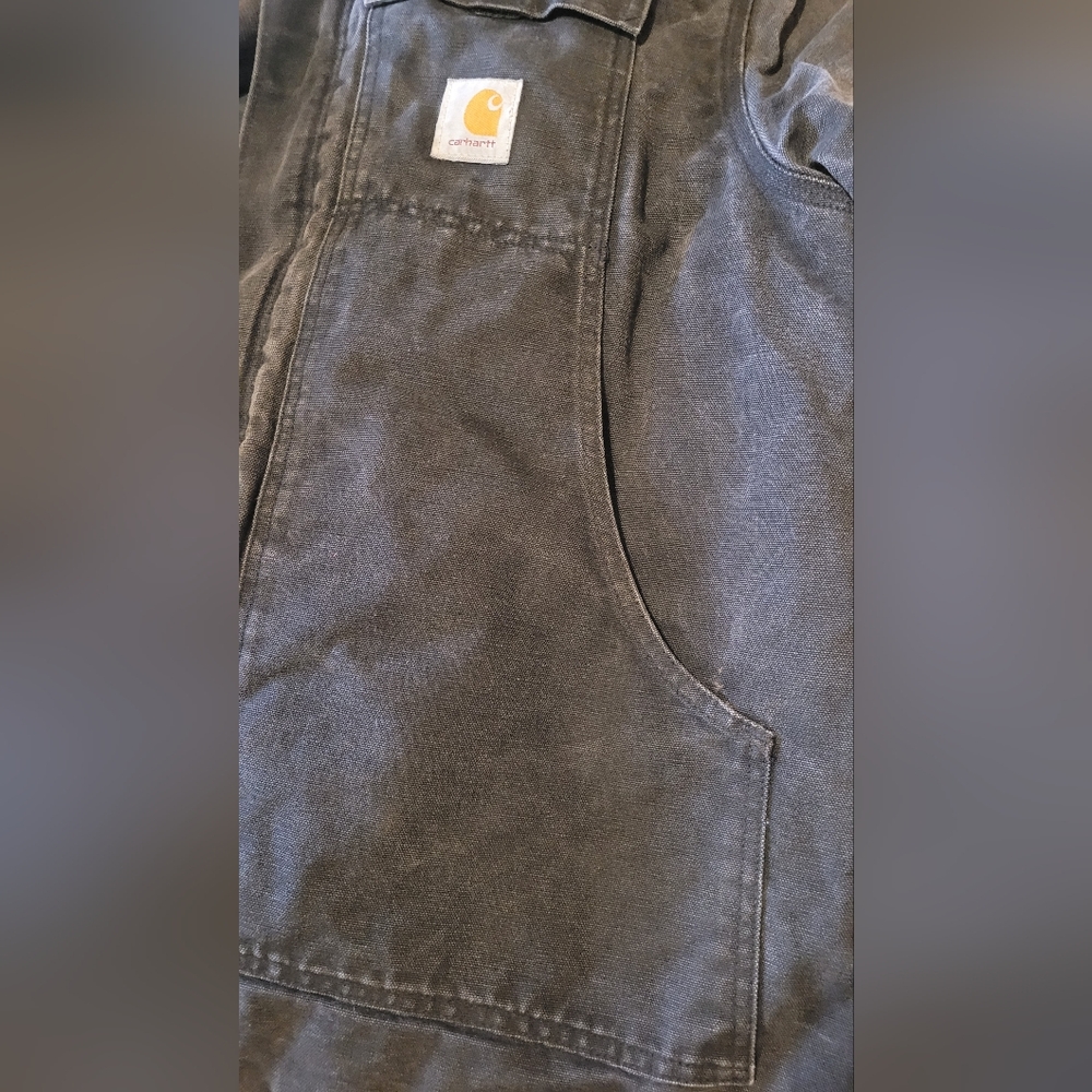 Carhartt ***WORK JACKET-HAS SOME HOLES*** Gray-Brown Lined Canvas Work Jacket - Picture 13 of 13